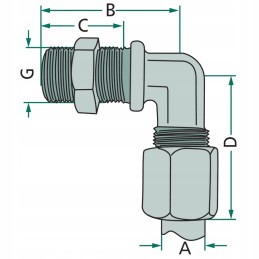 Angular screw-in connector with nut M22x1 5 granite
