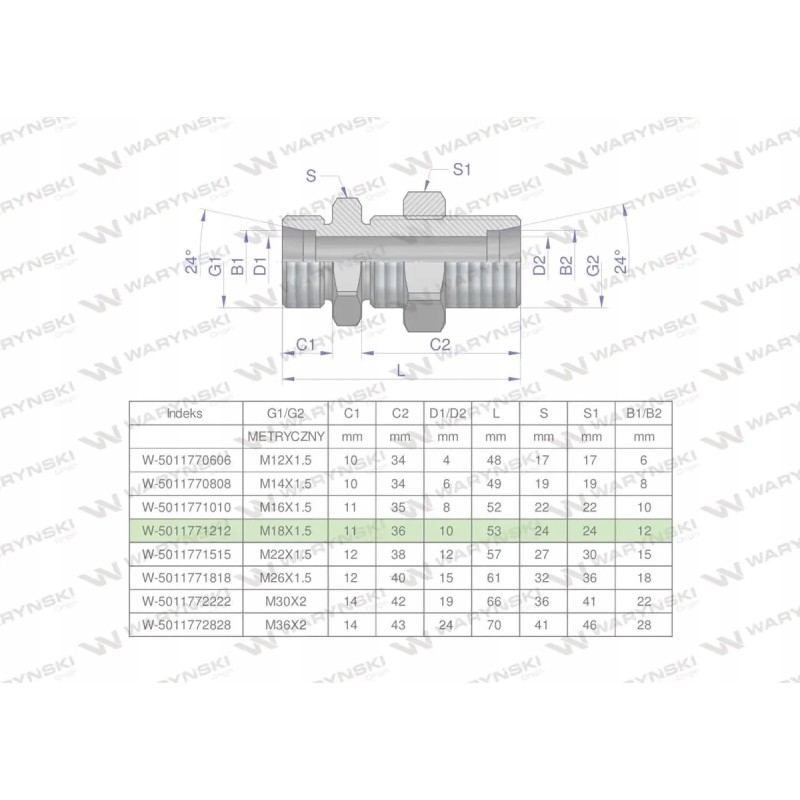 Metric bulkhead hydraulic connector bb m18x1