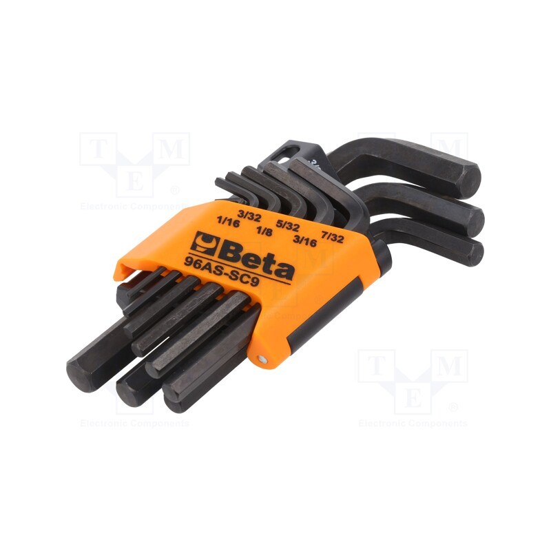 1 set x BETA - 96AS/SC9 - Wrenches set, inch,hex key, long, 9pcs.