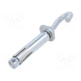 1 pcs x DROMET - ZHR.6.80 - Hook, angular,with a anchor, steel, zinc, Thread len: 56mm