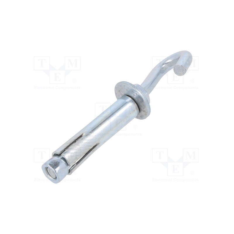 1 pcs x DROMET - ZHR.6.80 - Hook, angular,with a anchor, steel, zinc, Thread len: 56mm