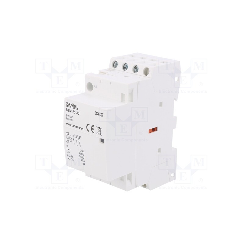 1 pcs x ZAMEL - STM-25-30 - Contactor: 3-pole installation, 25A, 230VAC, NO x3, -5÷60°C