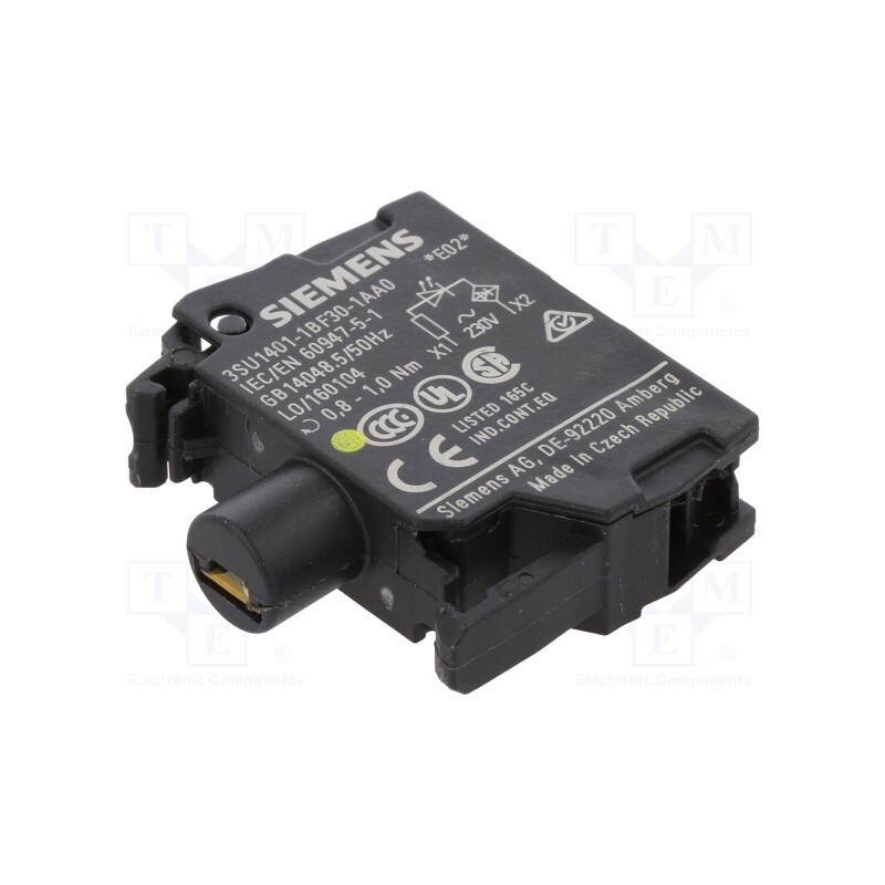 1 pcs x SIEMENS - 3SU1401-1BF30-1AA0 - Illuminating unit, 22mm, 3SU1.5, -25÷70°C, Illumin: LED, front