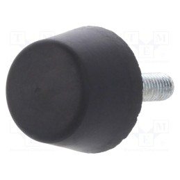 1 pcs x ELESA+GANTER - DVB.6-25-17-M6-25-70 - Vibroisolation foot, Ø: 25mm, Shore hardness: 70±5, 374N, 88N/mm