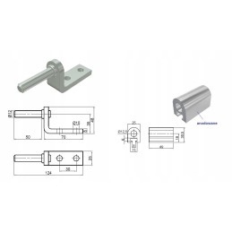 Aluminum sideboard hinge, fi 12 sets, for screwing
