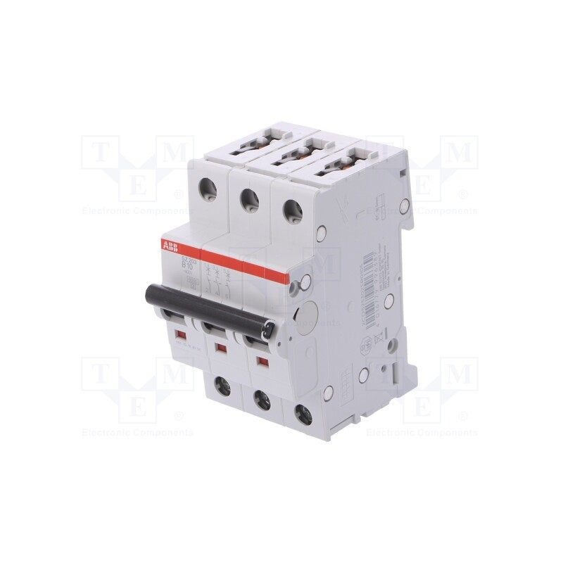 1 pcs x ABB - 2CDS253025R0105 - Circuit breaker, 400VAC, Inom: 10A, Poles: 3, Charact: B, 6kA, IP20