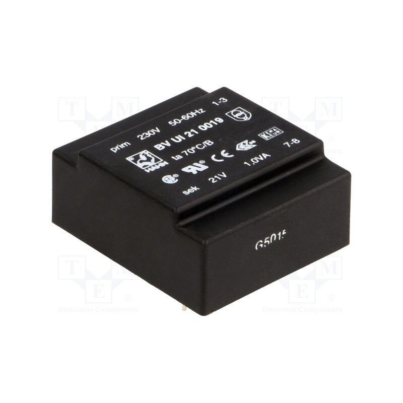 1 pcs x HAHN - BV UI 21 0019 - Transformer: encapsulated, 1VA, 230VAC, 21V, 47mA, PCB, BVUI