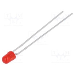 2 pcs x VISHAY - TLLR4401 - LED, 3mm, red, 1÷2mcd, 50°, Front: convex, 1.9÷2.4V, No.of term: 2