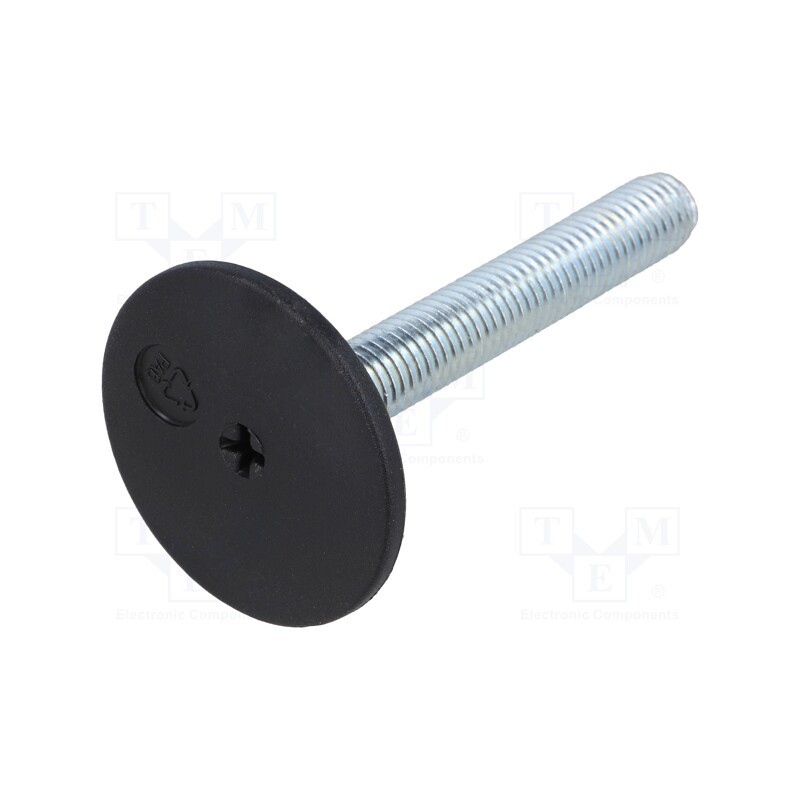 1 pcs x ELESA+GANTER - LX.50-SW19-M12X68-S - Foot, rigid,with screwdriver slot,with lever, Base dia: 50mm