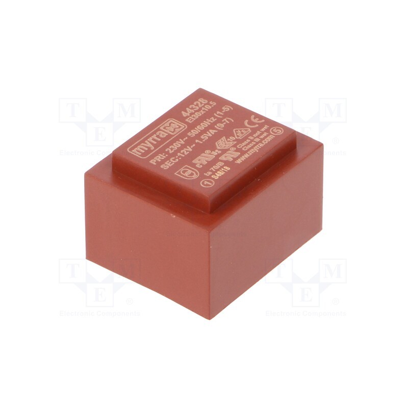 1 pcs x MYRRA - 44328 - Transformer: encapsulated, 1.5VA, 230VAC, 12V, 125mA, PCB