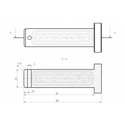 Spigot diameter 25 for the actuator cylinder, cotter pin