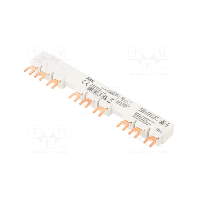 1 pcs x ABB - 1SAM201906R1113 - Busbar, 10mm2, Poles: 3, 690VAC, 250VDC, 6kV, Inom: 65A, fork