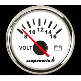 Voltage indicator voltmeter 8 16 v 52 mm white