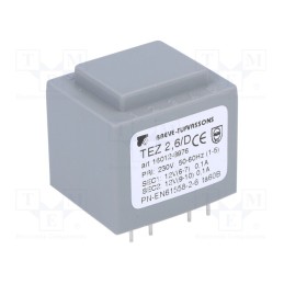 1 pcs x BREVE TUFVASSONS - TEZ2.6/D230/12-12V - Transformer: encapsulated, 2.5VA, 230VAC, 12V, 12V, 104.1mA, PCB