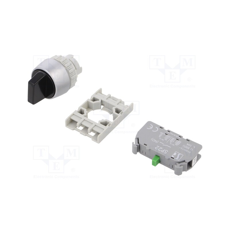 1 pcs x SPAMEL - SP22-P.CZ-10 - Switch: rotary, 22mm, Stabl.pos: 2, NO, black, IP65, prominent, Pos: 2