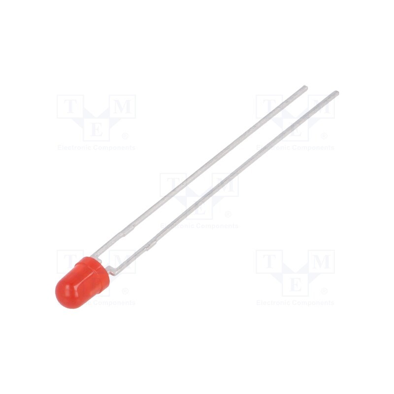 2 pcs x VISHAY - TLHR4605 - LED, 3mm, red, 2.5÷6mcd, 120°, Front: convex, 2÷3V, No.of term: 2