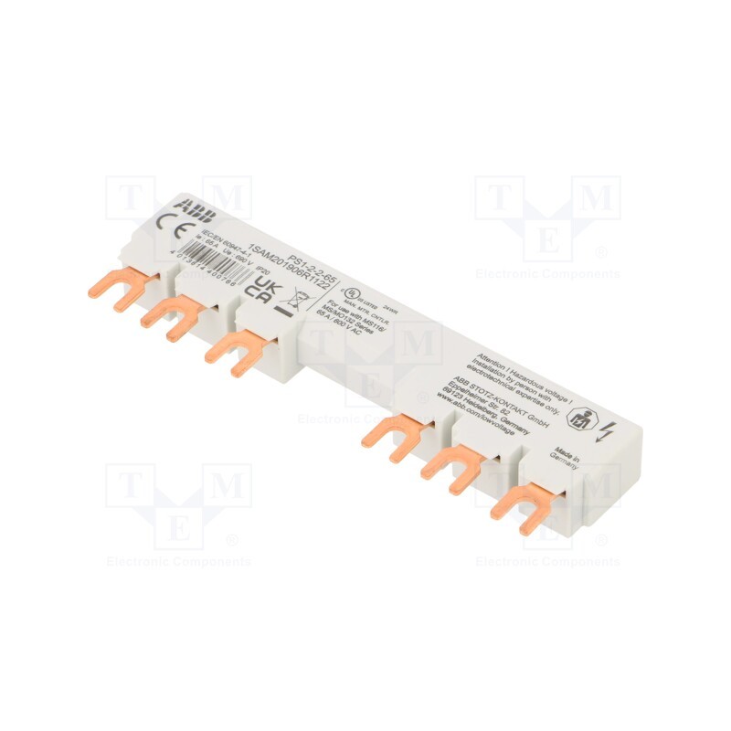 1 pcs x ABB - 1SAM201906R1122 - Busbar, 10mm2, Poles: 3, 690VAC, 250VDC, 6kV, Inom: 65A, fork