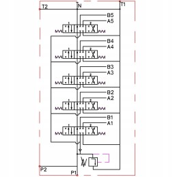 5-section hydraulic distributor, 40l connections