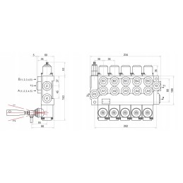 5-section hydraulic distributor, 40l connections
