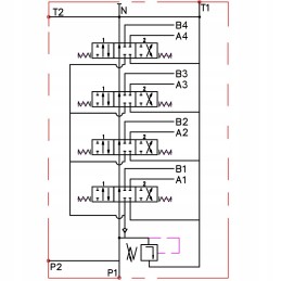 Hydraulic distributor, 4 sections, 40l connections