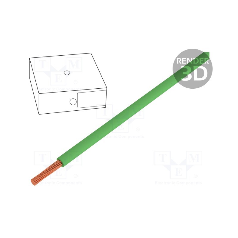 100 m x HELUKABEL - 29107 - Wire, H05V-K, stranded, Cu, 0.75mm2, PVC, green, 300V,500V, Class: 5