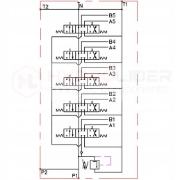 5-section hydraulic distributor, 40l connections