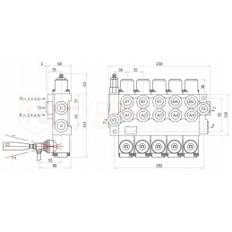 5-section hydraulic distributor, 40l connections