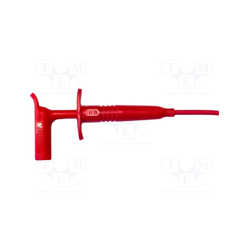 1 pcs x MUELLER ELECTRIC - BU-20432-2 - Clip-on probe, hook type, 1A, red, Contacts: steel, 1kV, 140mm