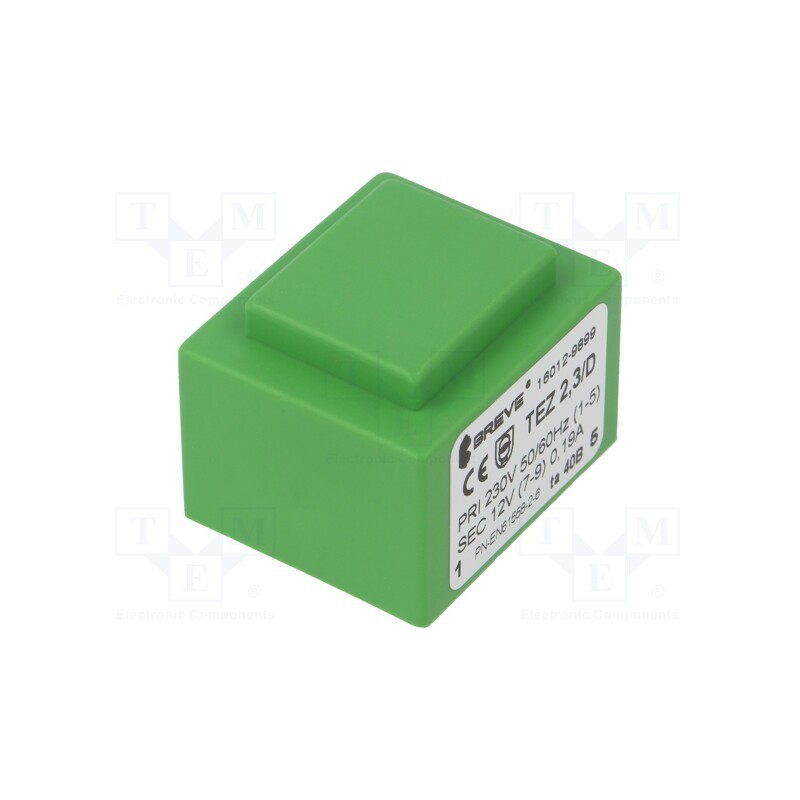 1 pcs x BREVE TUFVASSONS - TEZ2.3/D230/12V TA40 - Transformer: encapsulated, 2.3VA, 230VAC, 12V, 192mA, PCB, IP00