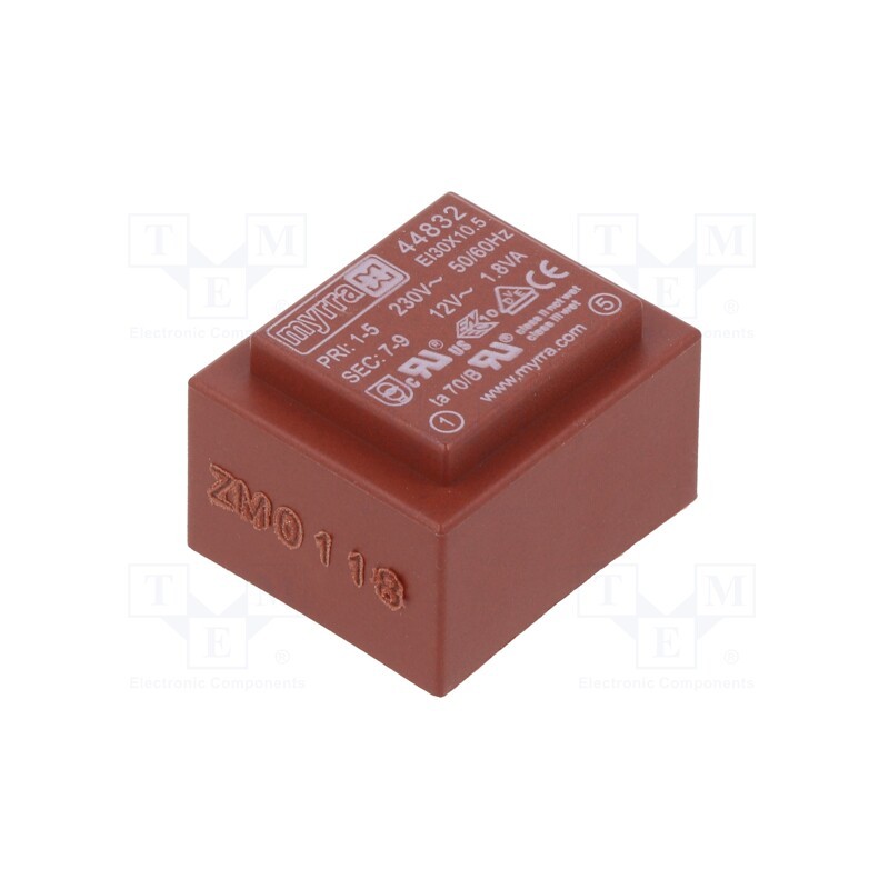 1 pcs x MYRRA - 44832 - Transformer: encapsulated, 1.8VA, 230VAC, 12V, 150mA, PCB
