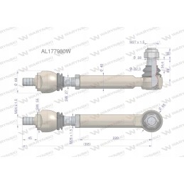 Left steering rack 395mm AL177980 Warynski