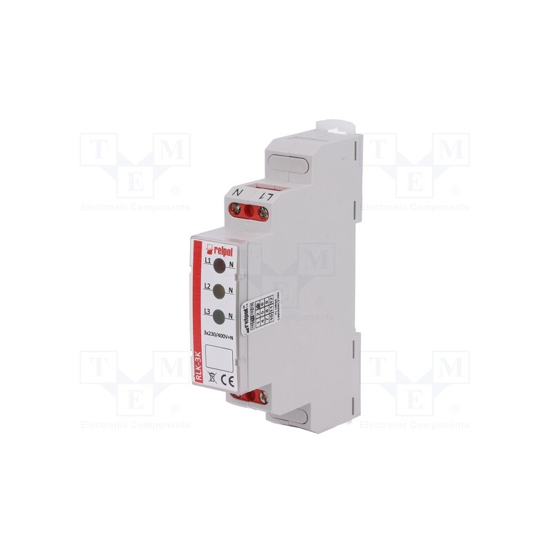 1 pcs x RELPOL - RLK-3K - Module: voltage indicator, 230÷400VAC, IP20, RLK, Indication: LED