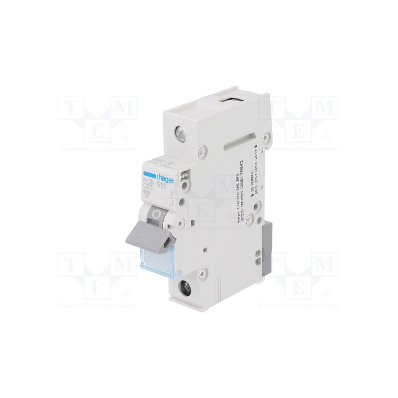 1 pcs x HAGER - MCN125E - Circuit breaker, 230/400VAC, Inom: 25A, Poles: 1, Charact: C, 6kA