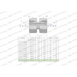 Metric hydraulic connector AA M52x2 42L Waryns