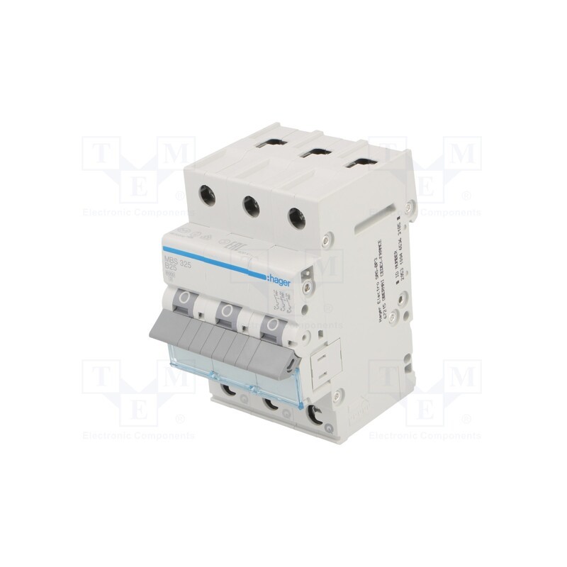 1 pcs x HAGER - MBS325 - Circuit breaker, 230/400VAC, Inom: 25A, Poles: 3, Charact: B, 6kA