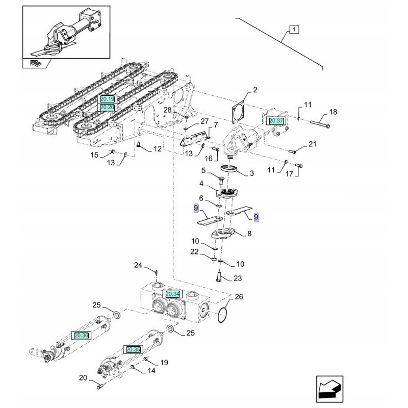 New Holland corn shredder blade sleeve