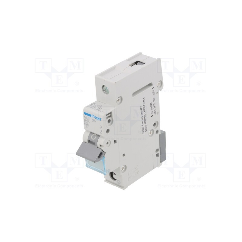 1 pcs x HAGER - MBS125 - Circuit breaker, 230/400VAC, Inom: 25A, Poles: 1, Charact: B, 6kA