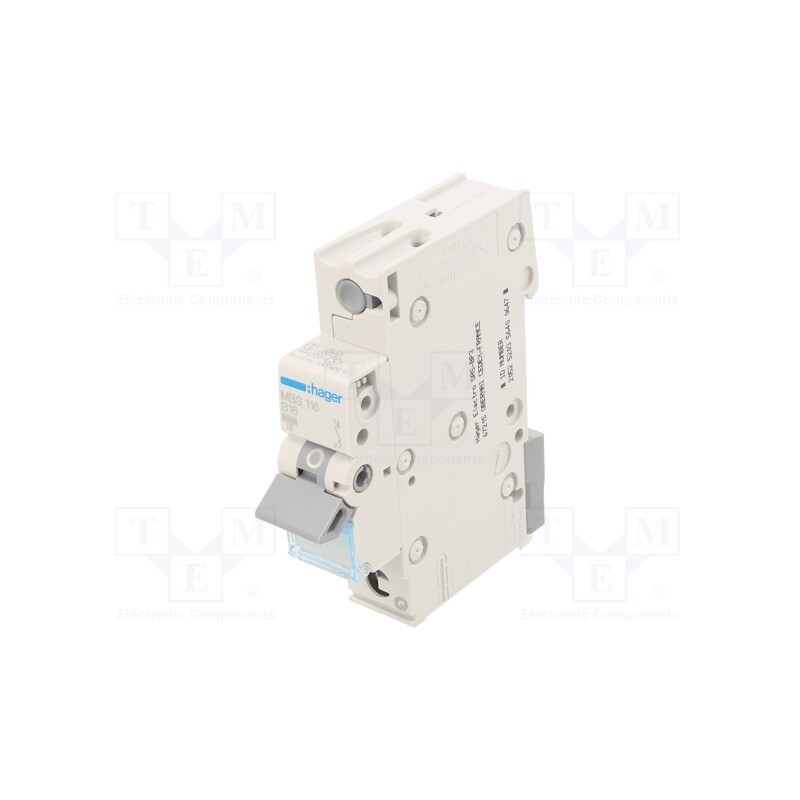 1 pcs x HAGER - MBS116 - Circuit breaker, 230/400VAC, Inom: 16A, Poles: 1, Charact: B, 6kA