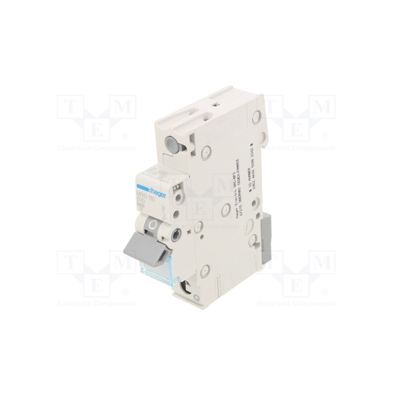 1 pcs x HAGER - MBS110 - Circuit breaker, 230/400VAC, Inom: 10A, Poles: 1, Charact: B, 6kA