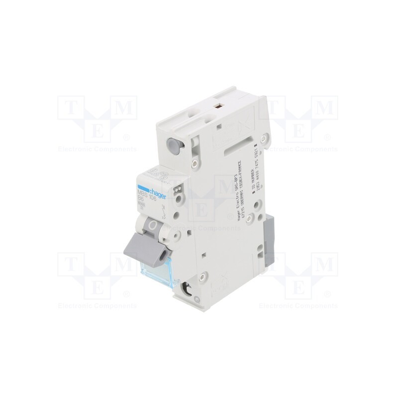 1 pcs x HAGER - MBS106 - Circuit breaker, 230/400VAC, Inom: 6A, Poles: 1, Charact: B, 6kA