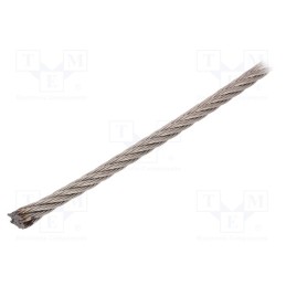 1 pcs x KRAFTBERG - L7X7-F5-A4/10M -AS - Rope, acid resistant steel A4, Ørope: 5mm, L: 10m, Rope plexus: 7x7
