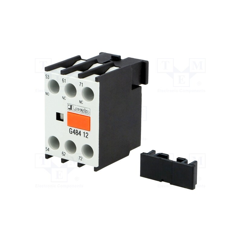 1 pcs x LOVATO ELECTRIC - 11G48412 - Auxiliary contacts, Series: BF, Leads: screw terminals, front