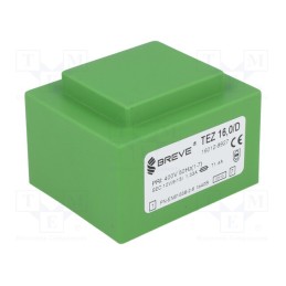 1 pcs x BREVE TUFVASSONS - TEZ16/D400/12V - Transformer: encapsulated, 16VA, 400VAC, 12V, 1333.3mA, PCB, IP00