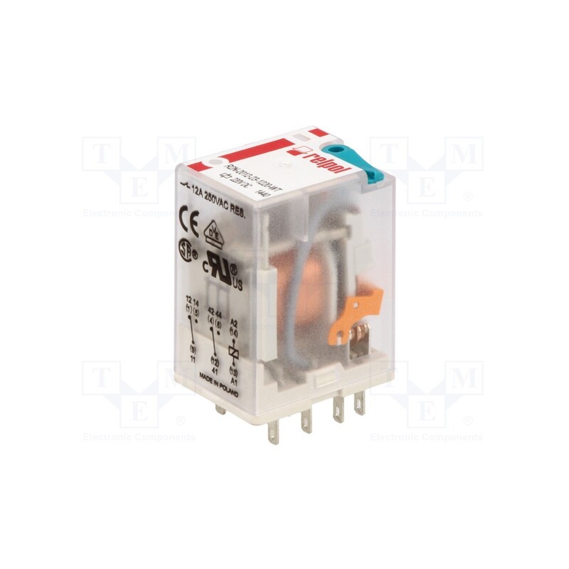 1 pcs x RELPOL - R2N-2012-23-1220-WT - Relay: electromagnetic, DPDT, Ucoil: 220VDC, Icontacts max: 24A