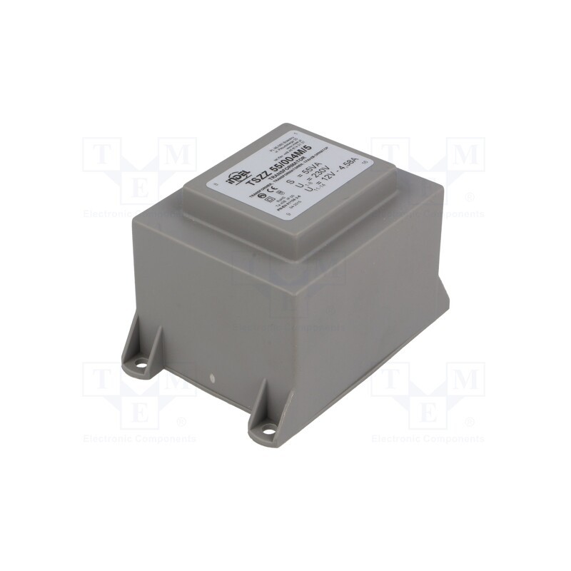 1 pcs x INDEL - TSZZ55/004M - Transformer: encapsulated, 55VA, 230VAC, 12V, 4.58A, PCB, IP00