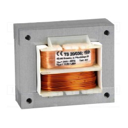 1 pcs x INDEL - TS20/036 - Transformer: mains, 20VA, 230VAC, 12V, 1.65A, screw type, IP00