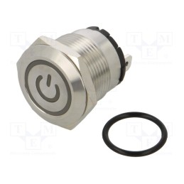 1 pcs x ONPOW - ONPOW6219F-10ET/J/G/12V/S - Switch: vandal resistant, Pos: 2, SPST-NO, 20A/220VAC, IP40, green