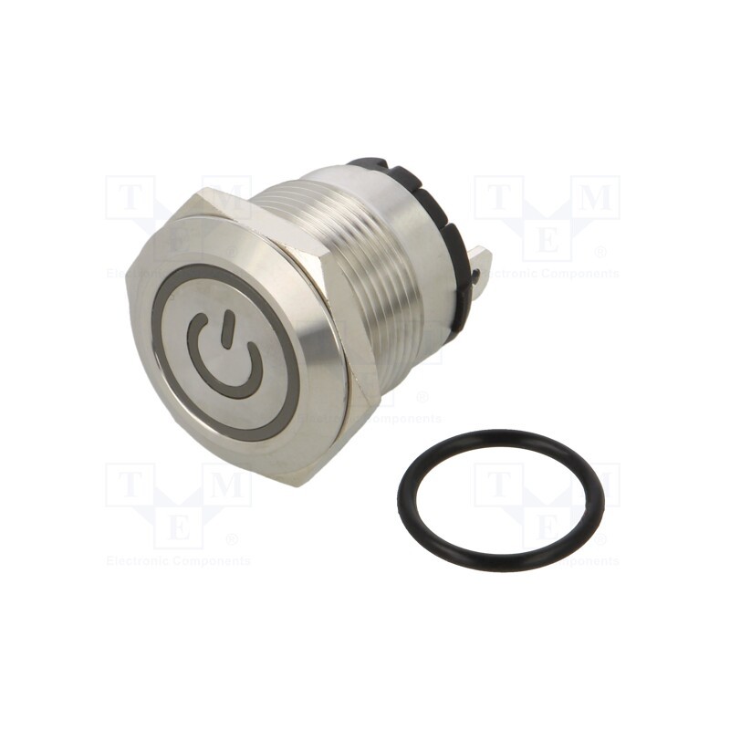 1 pcs x ONPOW - ONPOW6219F-10ET/J/G/12V/S - Switch: vandal resistant, Pos: 2, SPST-NO, 20A/220VAC, IP40, green