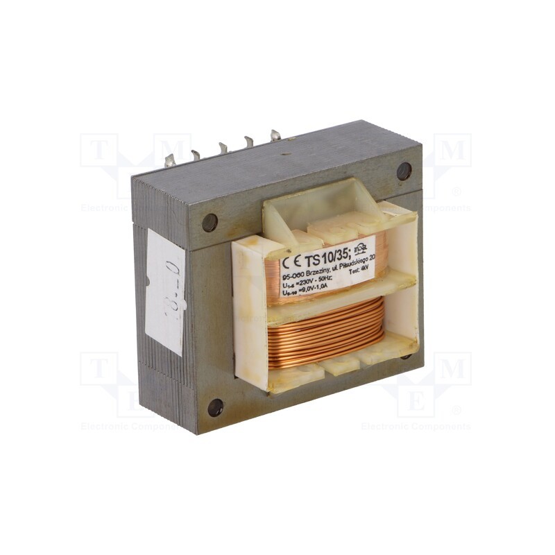 1 pcs x INDEL - TS10/35 - Transformer: mains, 10VA, 230VAC, 9V, 1A, screw type, IP00