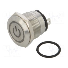 1 pcs x ONPOW - ONPOW6219F-10ET/J/B/12V/S - Switch: vandal resistant, Pos: 2, SPST-NO, 20A/220VAC, IP40, blue